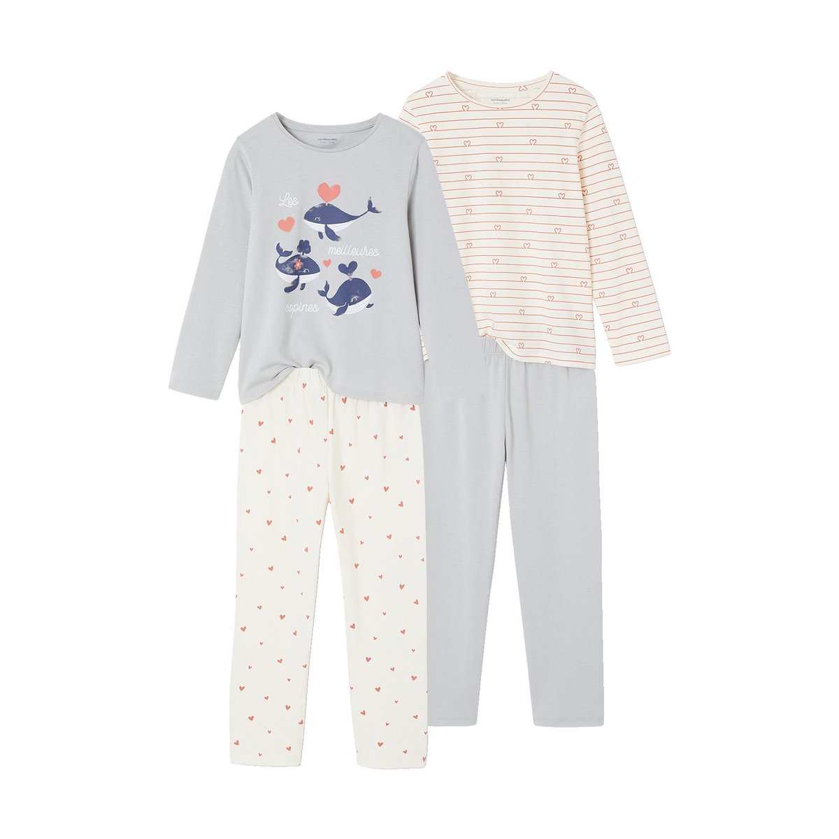 Lot de 2 pyjamas beige, VERTBAUDET