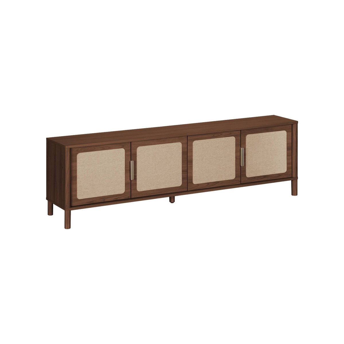 Meuble TV vintage décor bois et cannage 4 portes 160cm ETTA noyer, SWEEEK