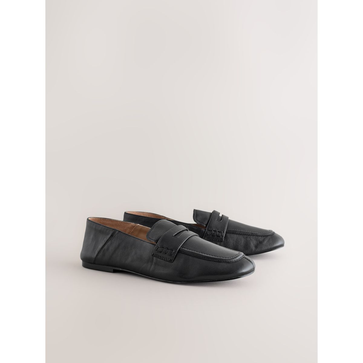Mocassins en cuir bout carré forever comfort® noir, NEXT
