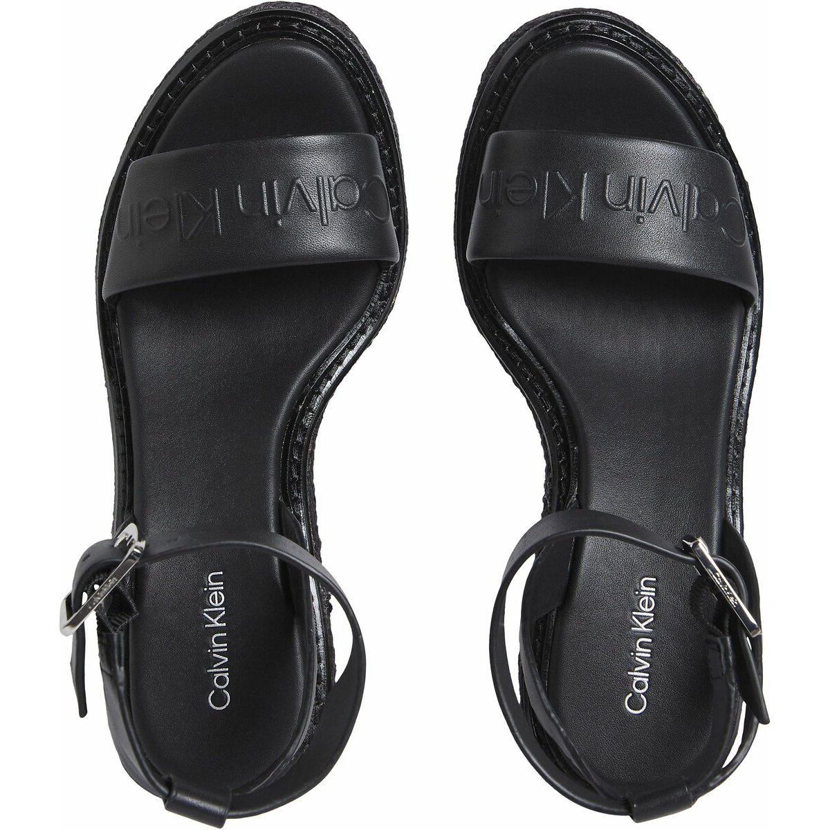 Sandales compensées en cuir noir, CALVIN KLEIN JEANS