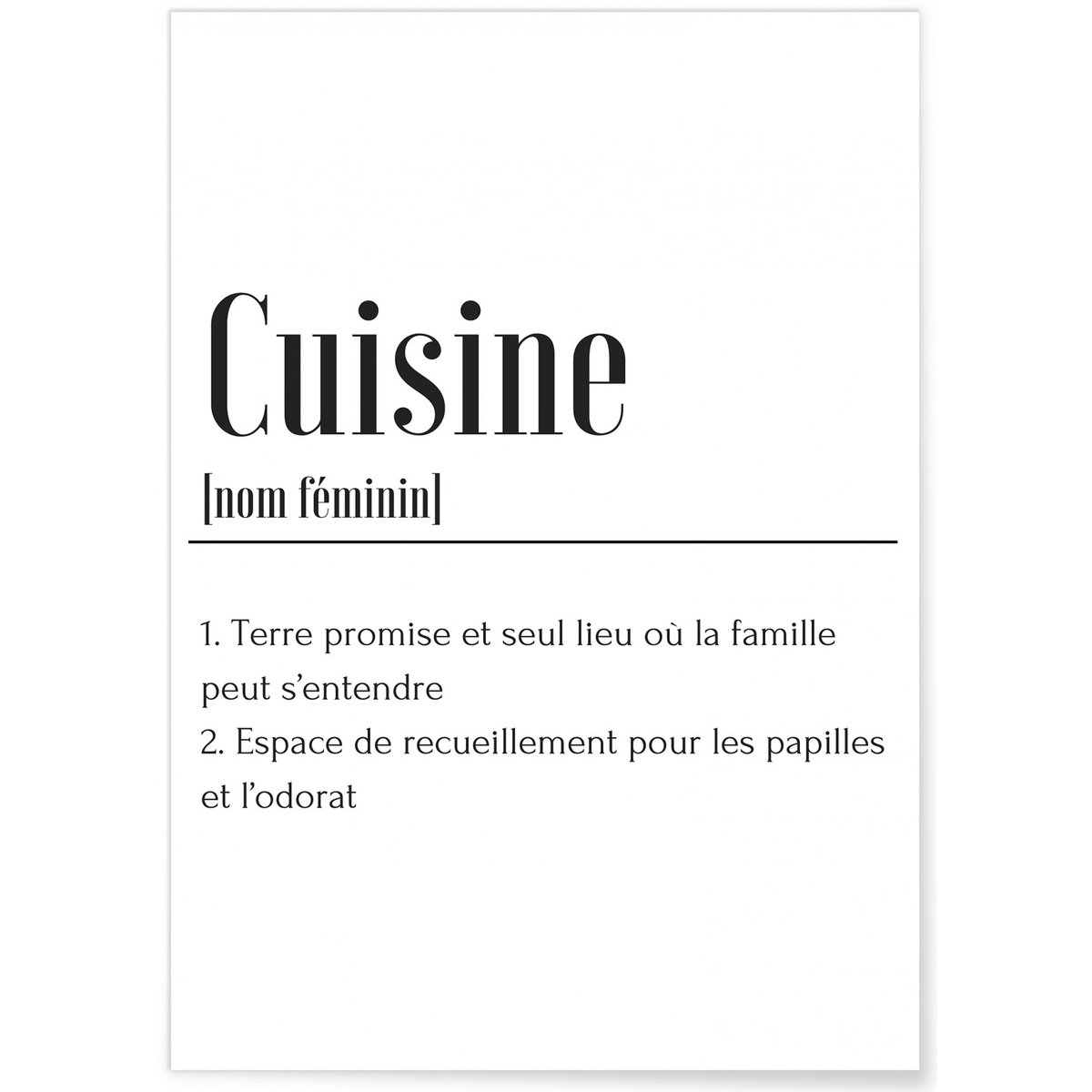 Affiche Définition Cuisine blanc, L'AFFICHERIE