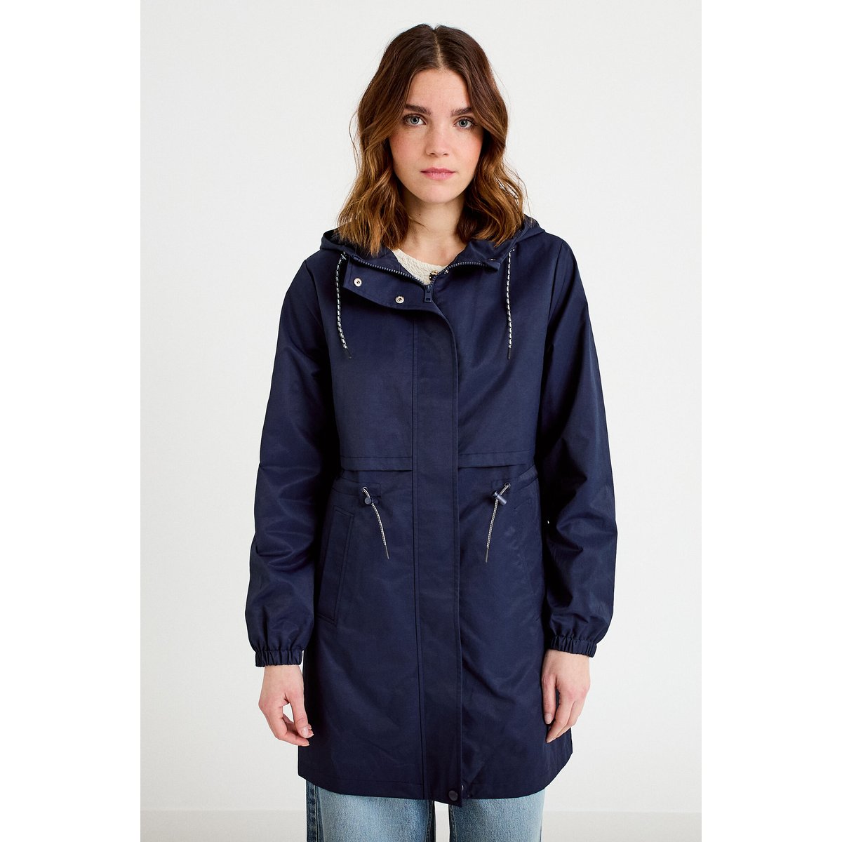 Parka à capuche taille ajustable bleu marine, CACHE CACHE