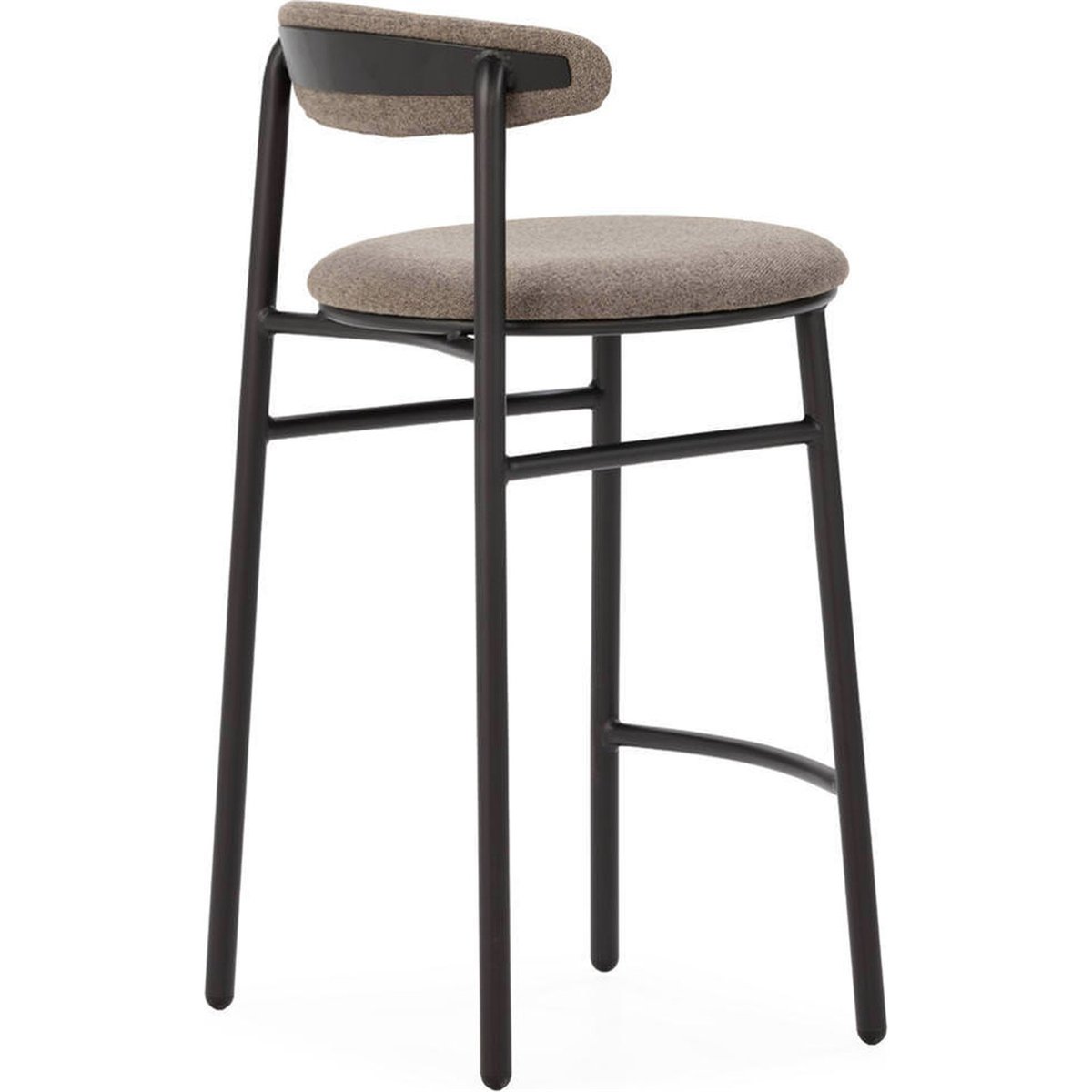 Tabouret haut en métal noir et beige, RECOLLECTION