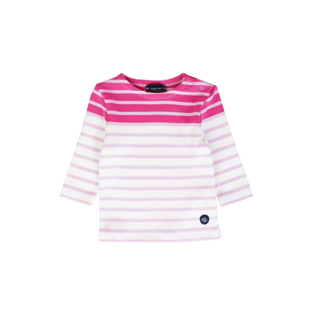 Marinière bicolore en coton épais BABY fucsia/mauve rose/milk, ARMOR-LUX