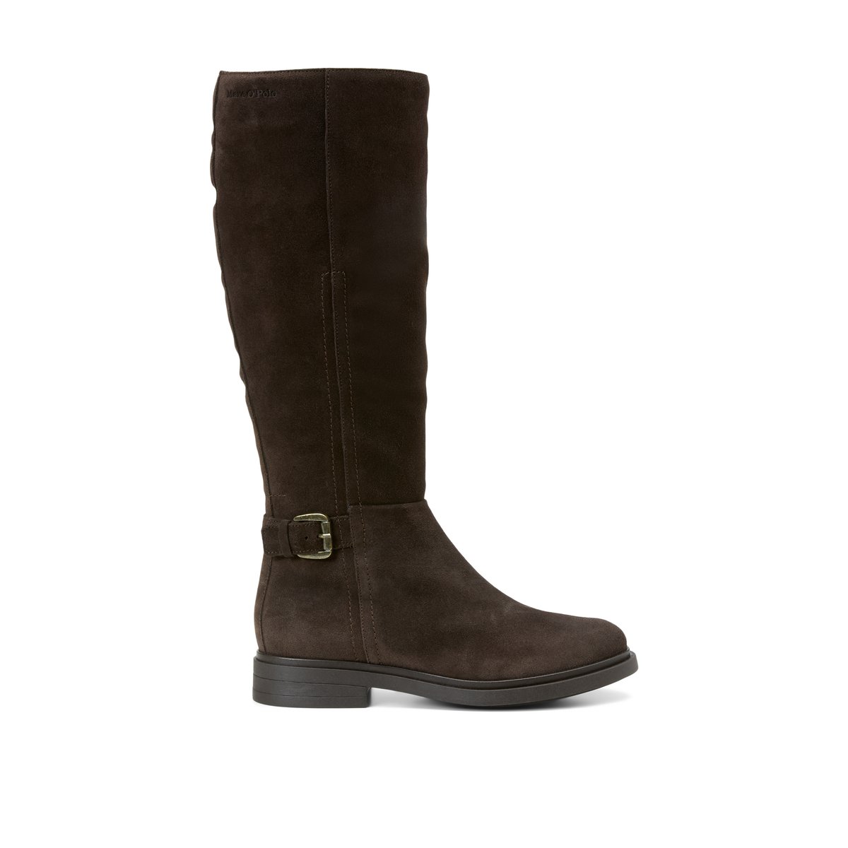 Bottes à tige haute, modèle Paula en cuir velours souple marron foncé, MARC O'POLO