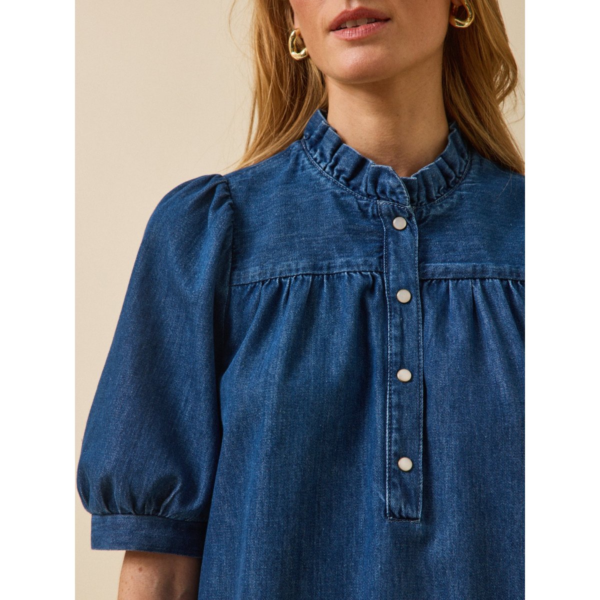 Robe courte jean coton biologique denim stone, CYRILLUS