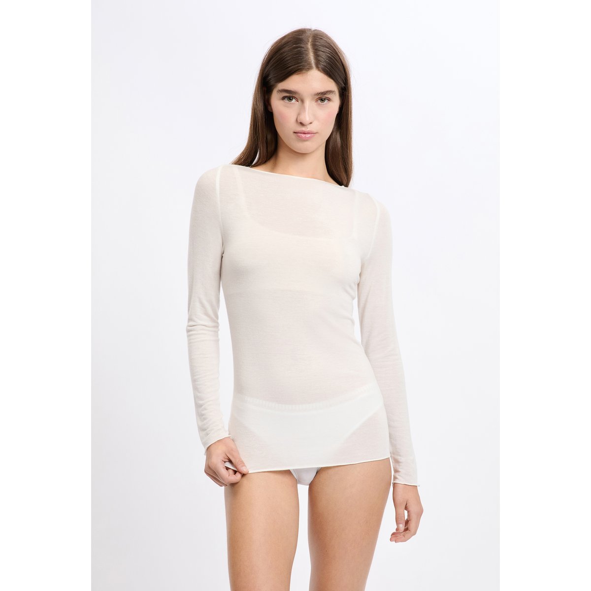 T-shirt thermique col bateau avec cachemire WARMLIGHT ecru, ETAM