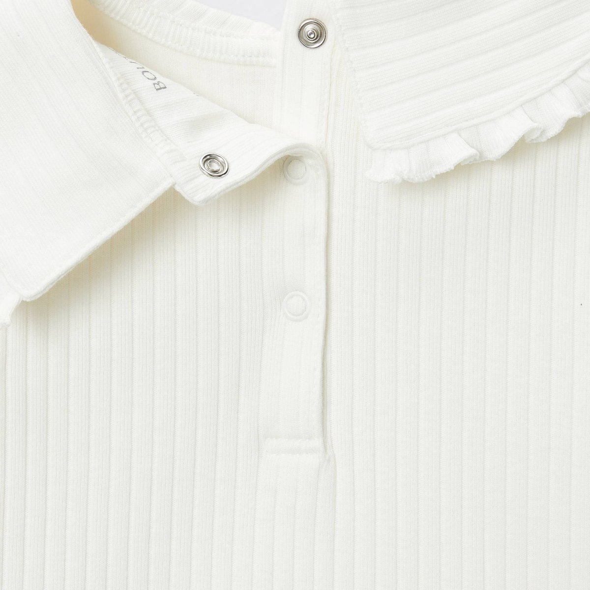 Blouse unie grand col brodé en coton BIO GOTS ecru, BOUT'CHOU