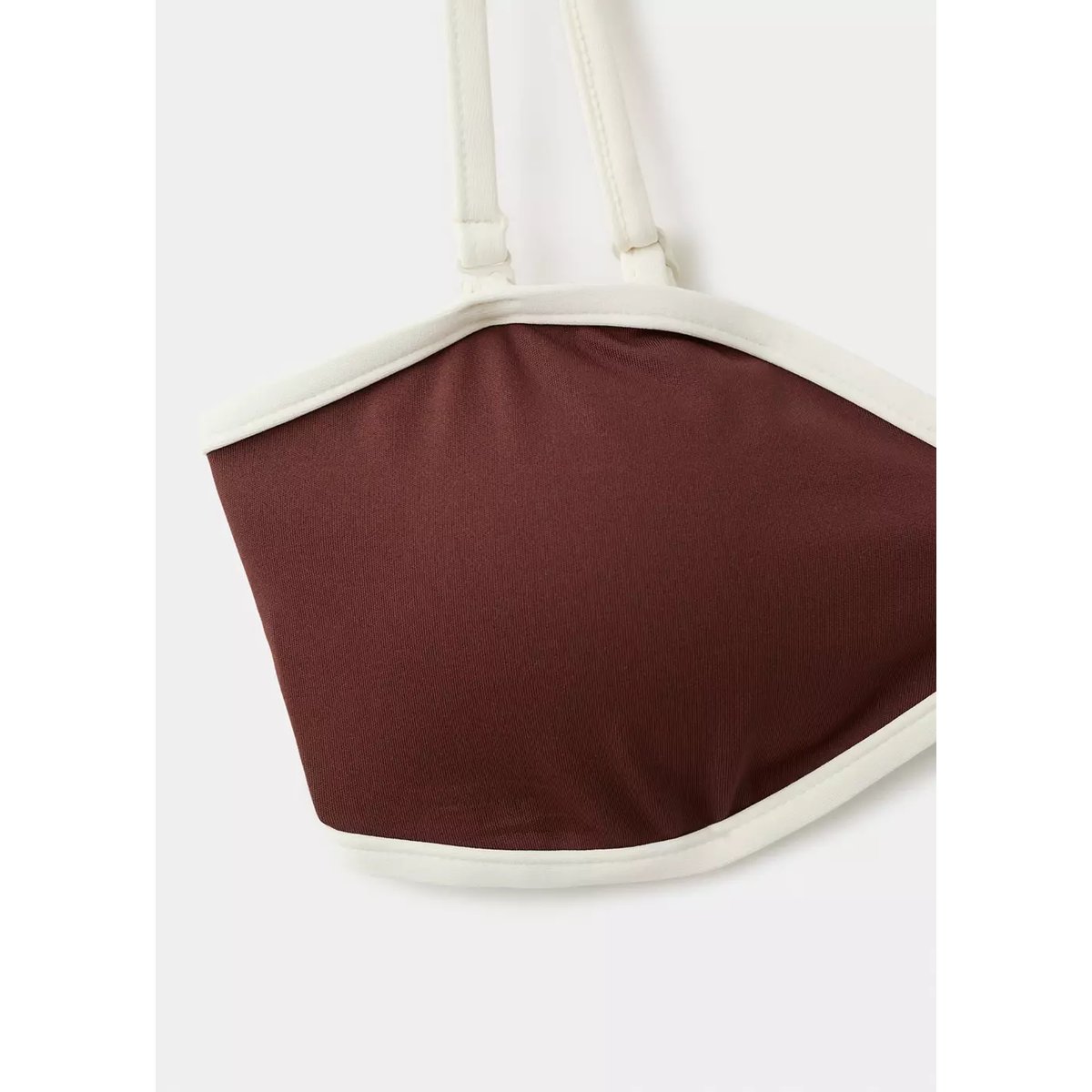 Haut de bikini liserés contrastés marron, MANGO