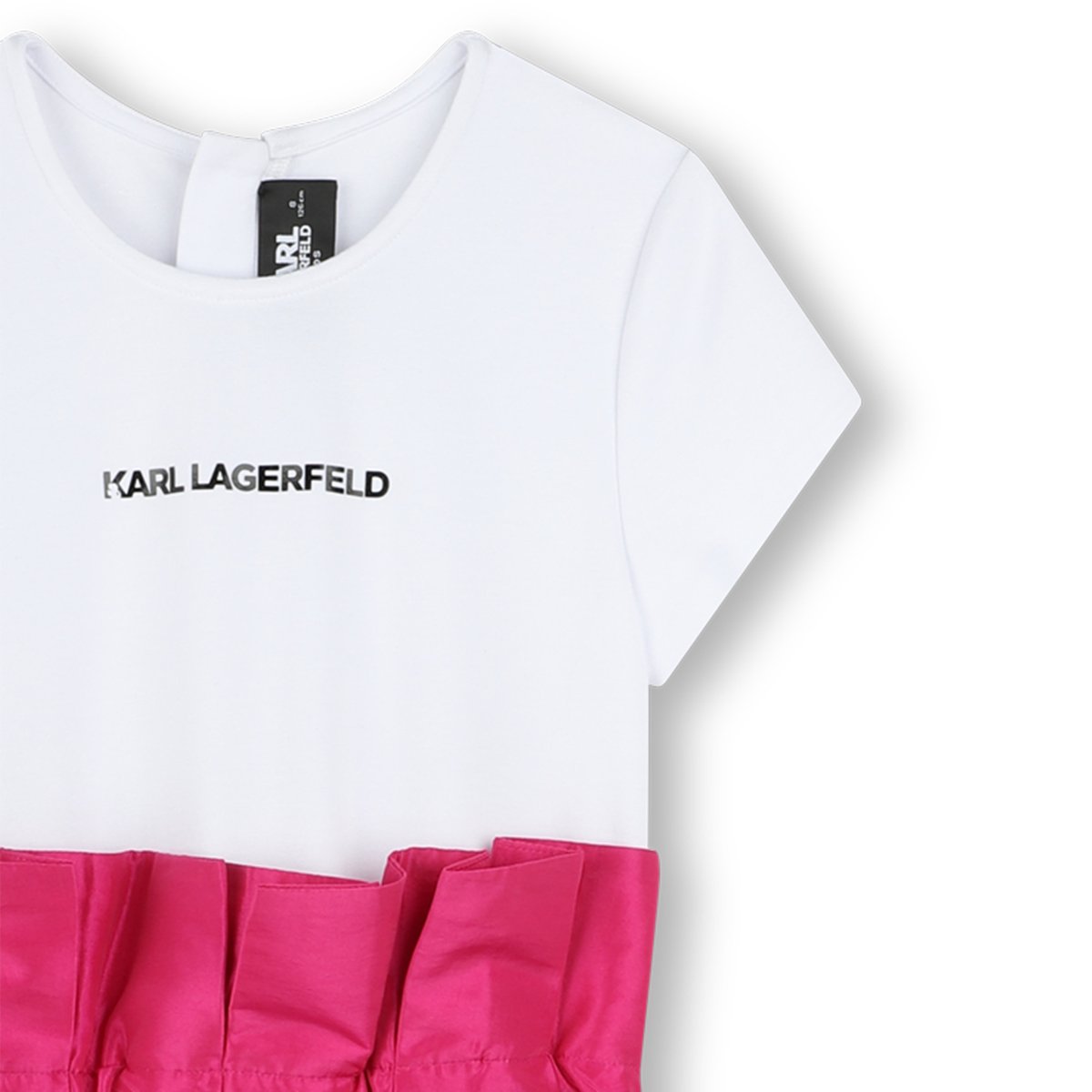 Robe de cérémonie en taffetas rose blanc, KARL LAGERFELD KIDS