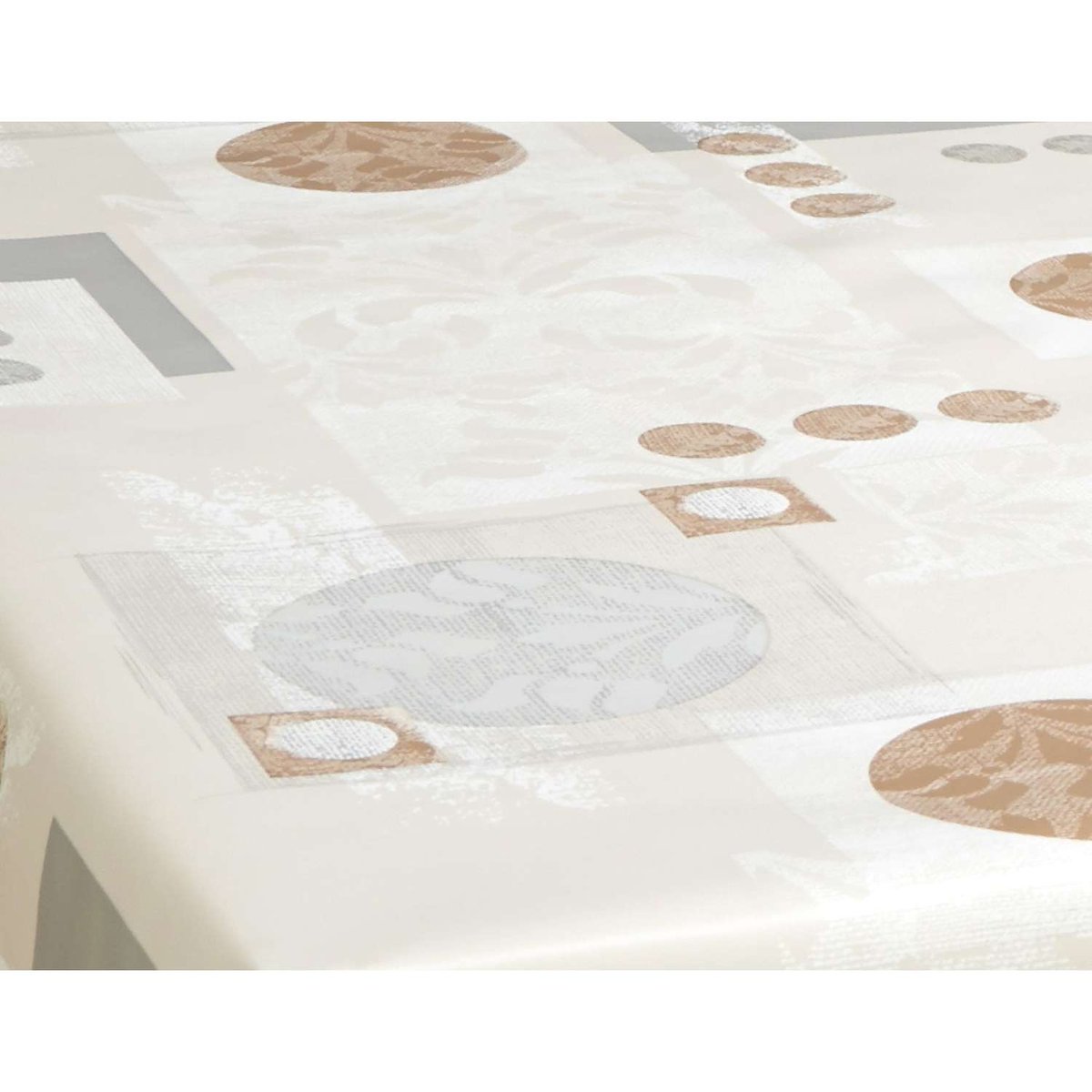 Nappe en toile cirée rectangulaire grand format ALMA ecru, TOILINUX