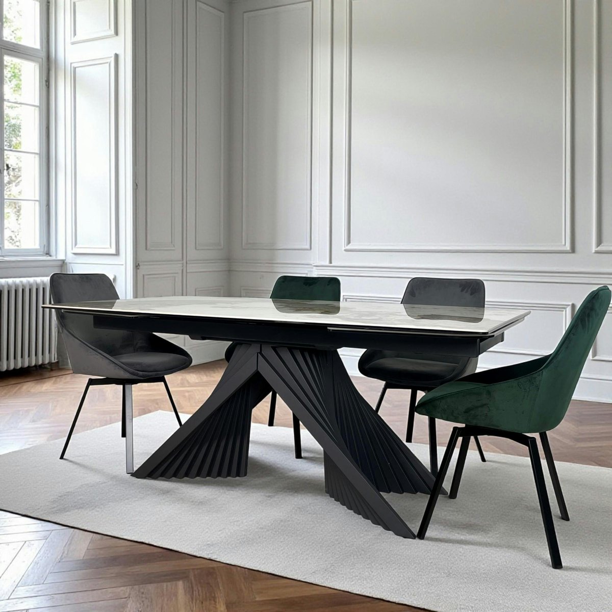 Table extensible céramique - pied origami 180-280 cm LOMBARDIE blanc, PIER IMPORT