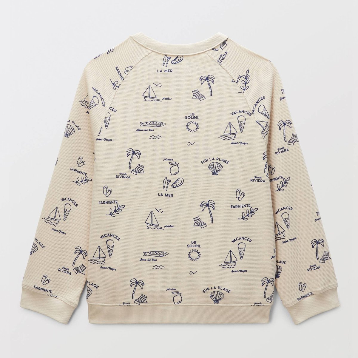Sweat col rond imprimé en coton BIO GOTS bones, MONOPRIX