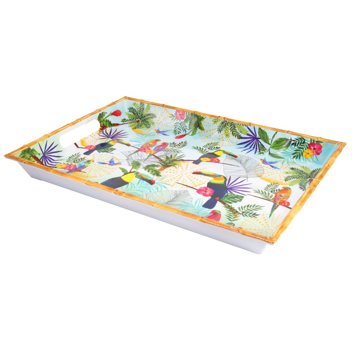 Grand plateau en mélamine avec poignées Rio 50 cm multicolore, LES JARDINS DE LA COMTESSE