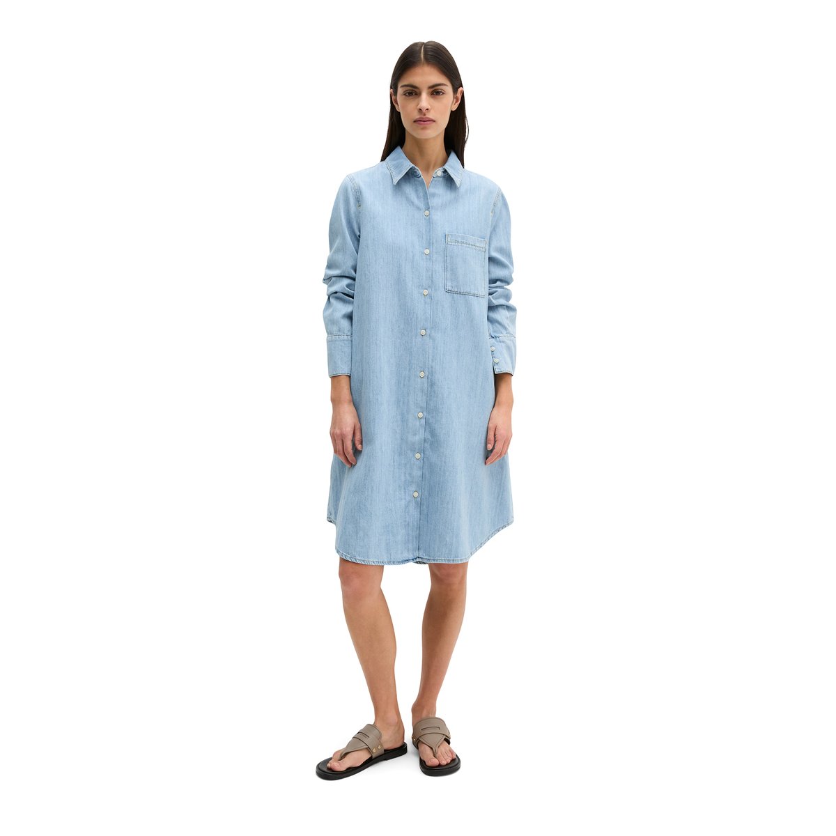 Robe en jean A-Shape en coton organique fluide bleu clair, MARC O'POLO