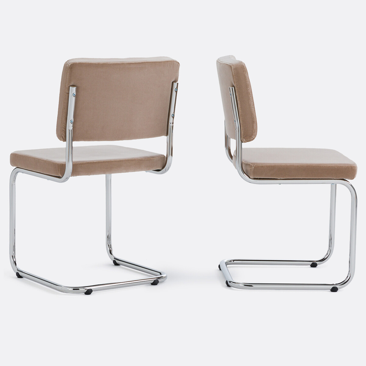 Lot de 2 chaises cantilever en velours, Sarva beige, LA REDOUTE INTERIEURS
