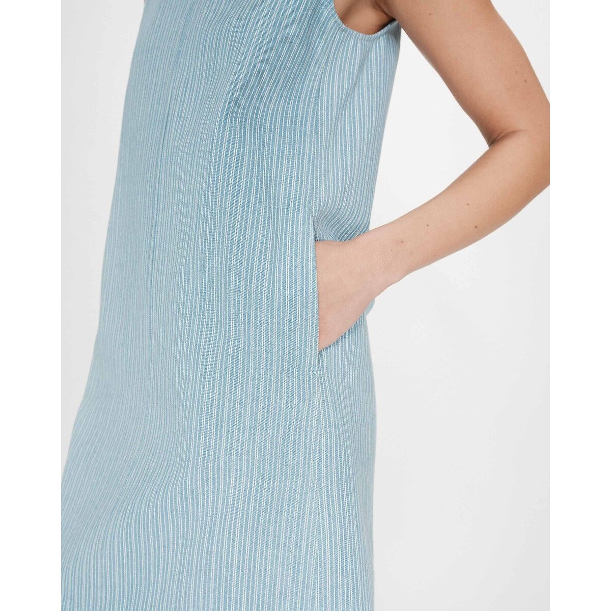 Abito corto in denim a righe VANESSA rigato blu, GRACE & MILA