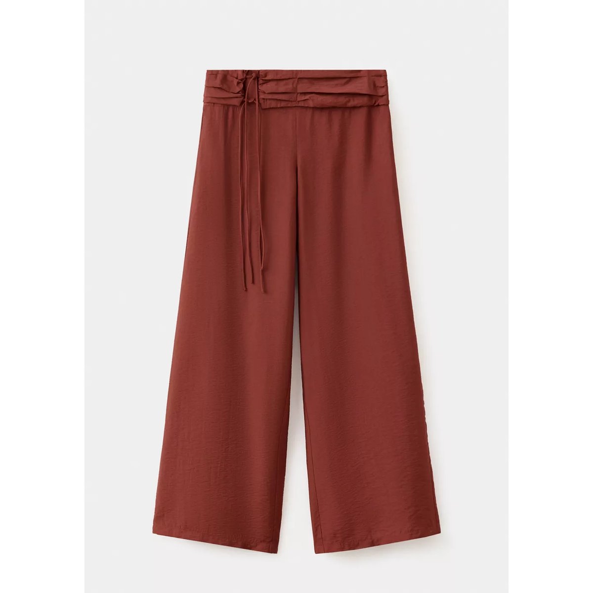 Pantalon droit détail nœuds orange brûlé, MANGO TEEN