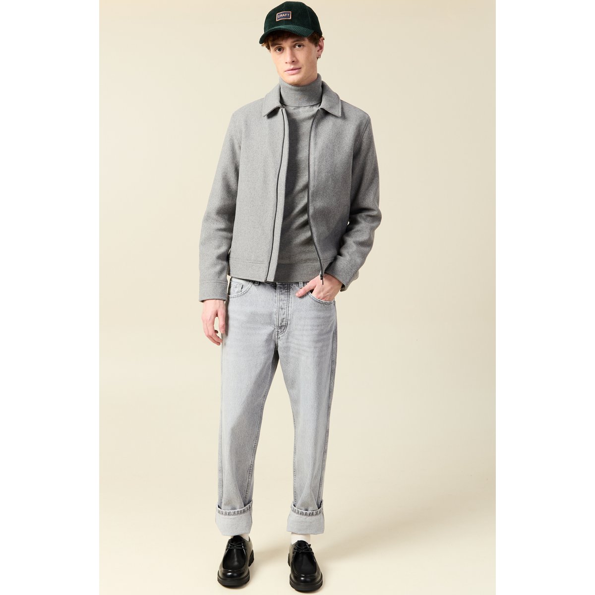 Pull droit court manches longues gris, BONOBO