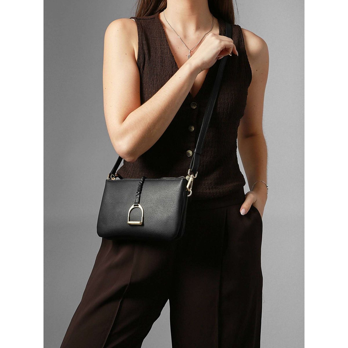 Sac bandoulière Torsade cuir noir, ETRIER