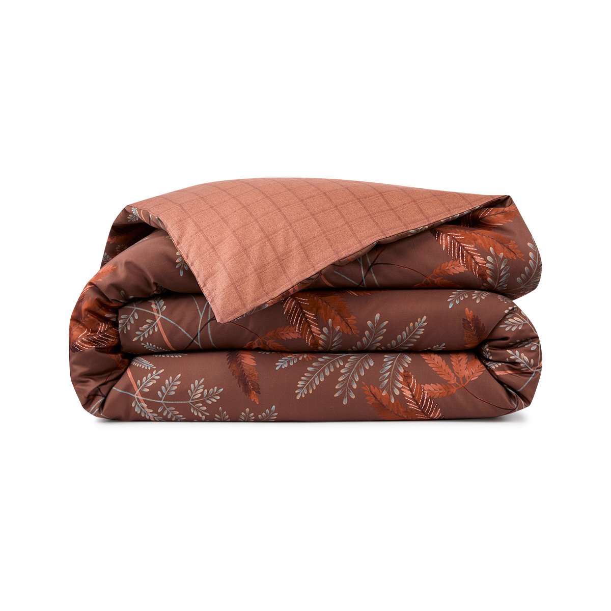 Housse de couette en satin de coton marron, MEAULNES multicolore, DESFORGES