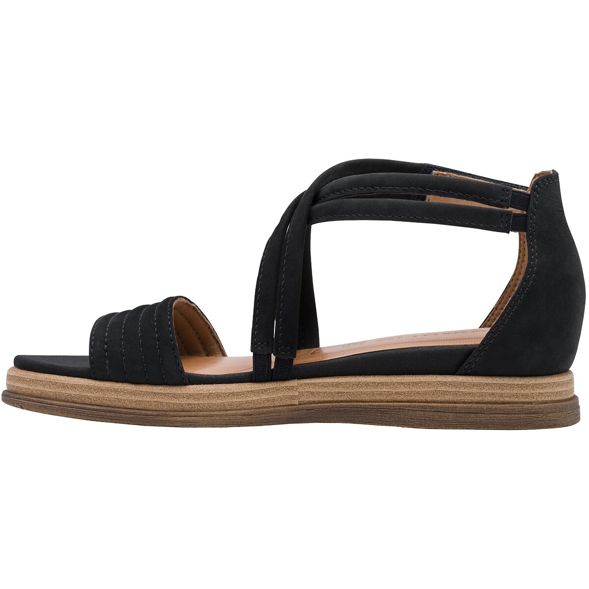 Leren sandalen met sleehak, gesloten hiel marineblauw, TAMARIS