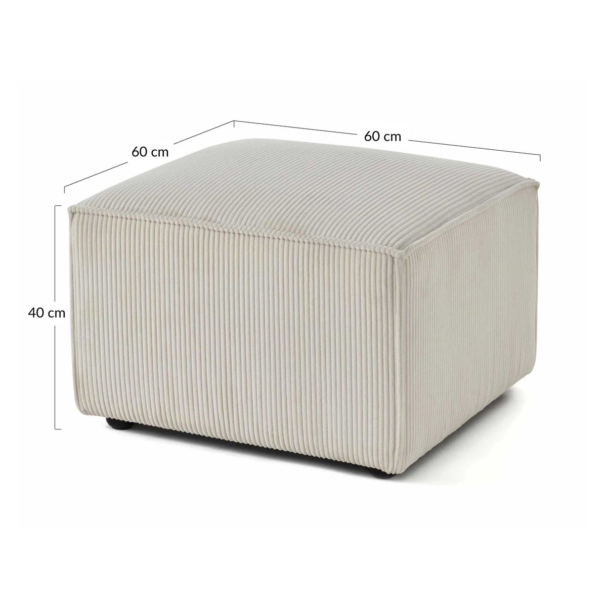 Pouf d'appoint en velours côtelé, ARTY gris clair, BEST MOBILIER