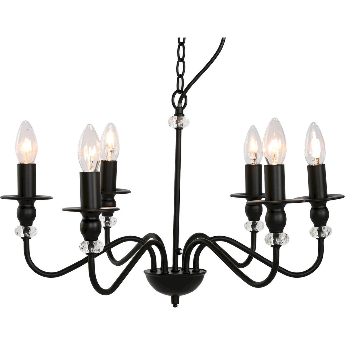 Lustre rond en métal style VINTAGE noir mat avec accents clairs, RECOLLECTION