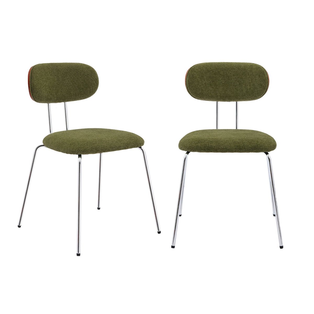 Chaise décor bois courbé teinté noyer et tissu déperlant pieds métal chromé (lot de 2) ERIN kaki, SWEEEK