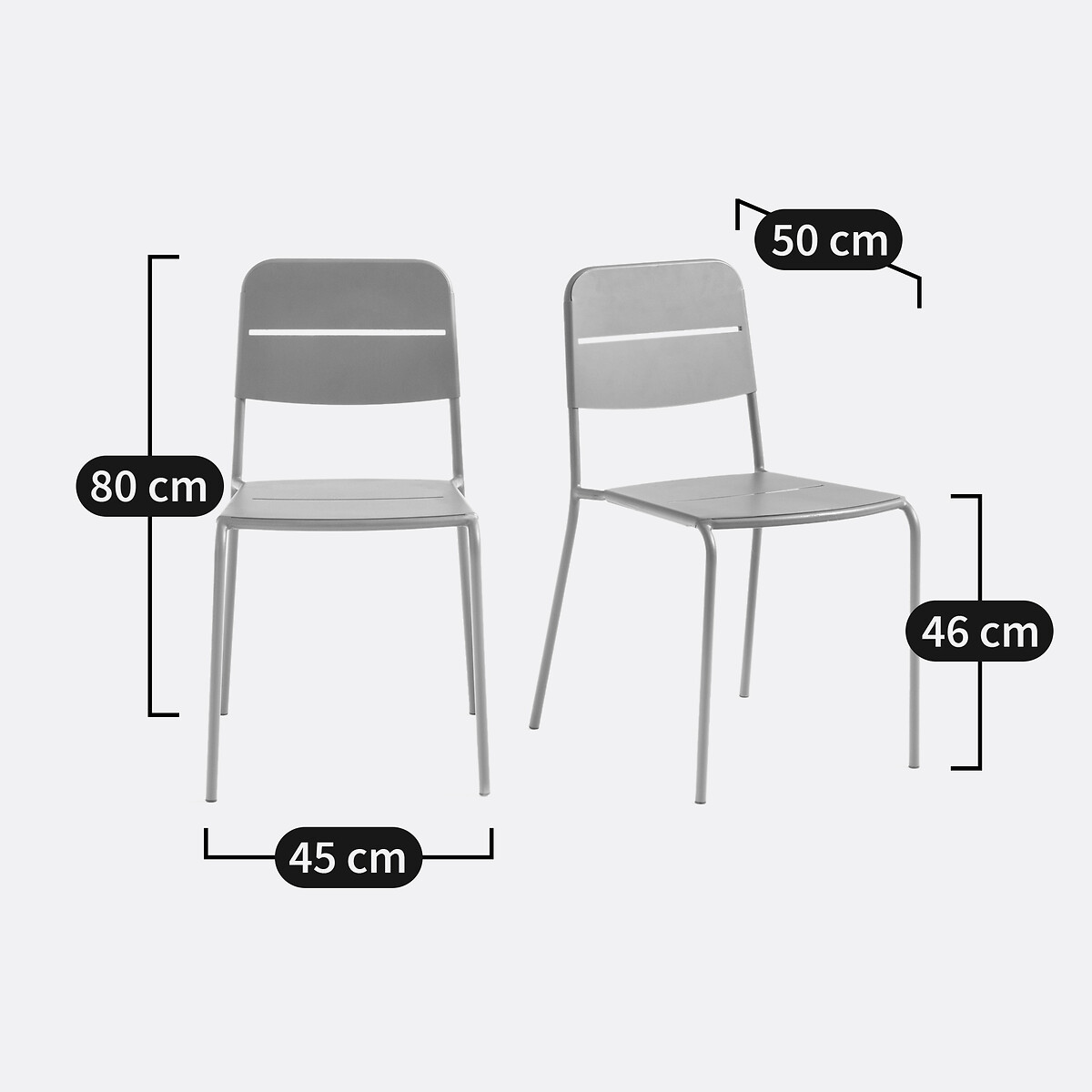 Set of 2 Dune Steel Metal Garden Chairs terracotta, LA REDOUTE INTERIEURS