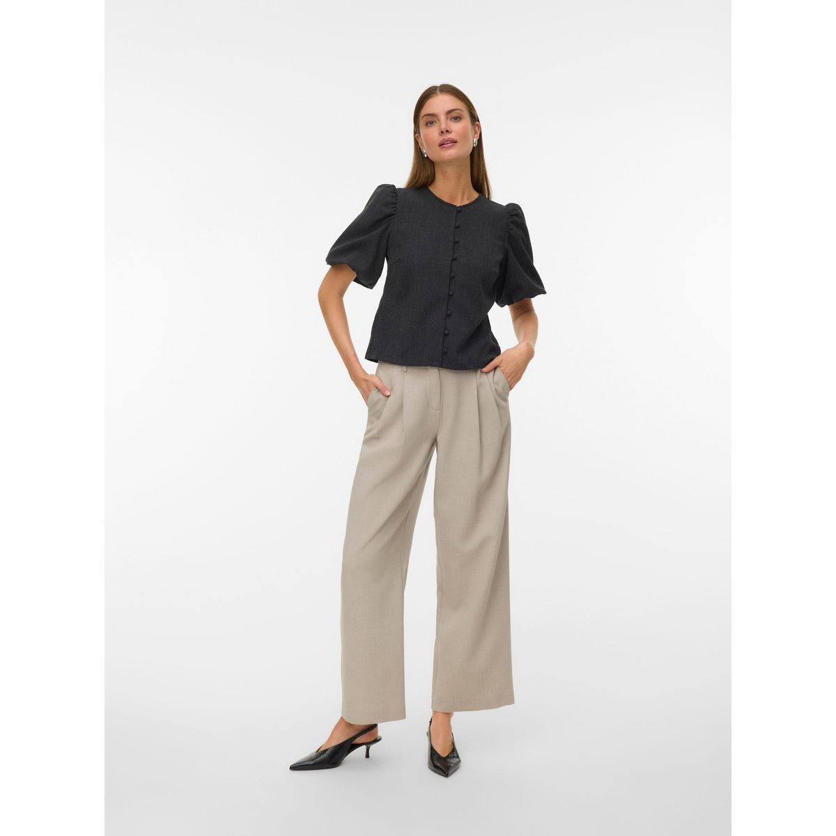 Chemise dark grey melange, VERO MODA