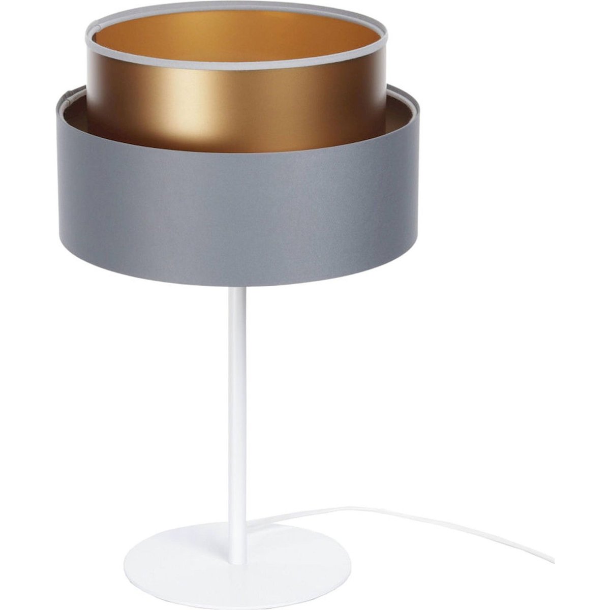 Lampe à poser en tissu, DUO ELLEGANT gris satin avec intérieur cuivre, BPS KONCEPT