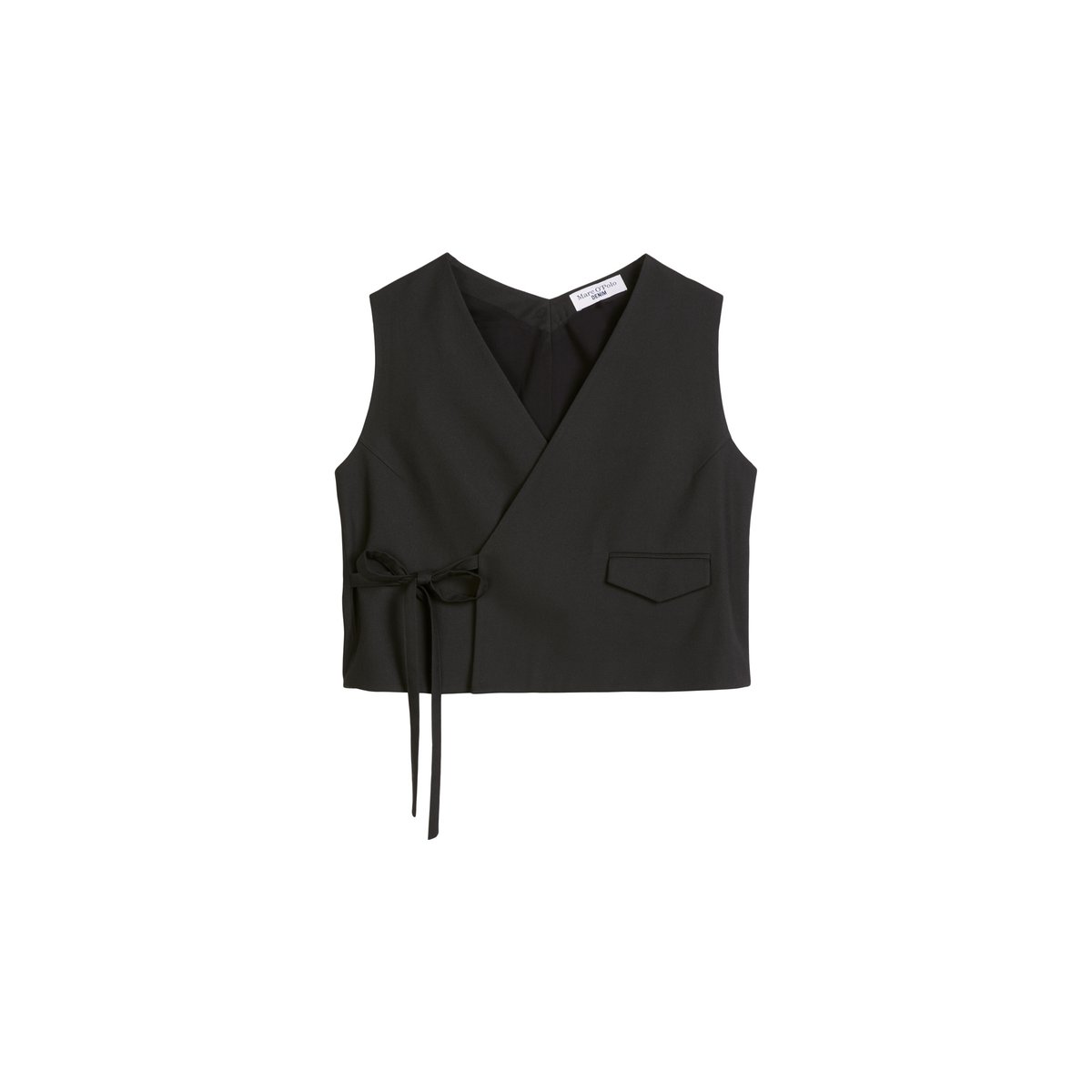 Gilet crossover décontracté en polyester recyclé, viscose et élasthanne noir, MARC O’POLO DENIM