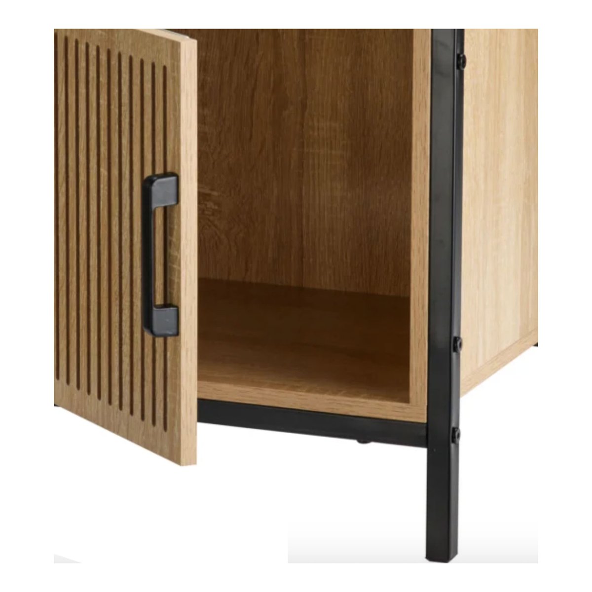 Table de chevet bois et métal noir avec placard 43x33x55cm bois, WADIGA