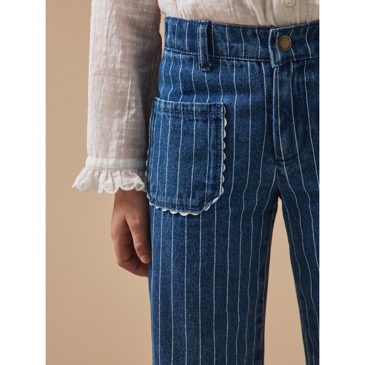 Pantalon droit rayé festonné rayure tennis, CYRILLUS