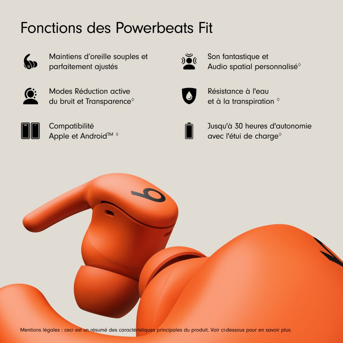 Ecouteurs sport Powerbeats Fit Orange couleur unique, BEATS BY DR,DRE