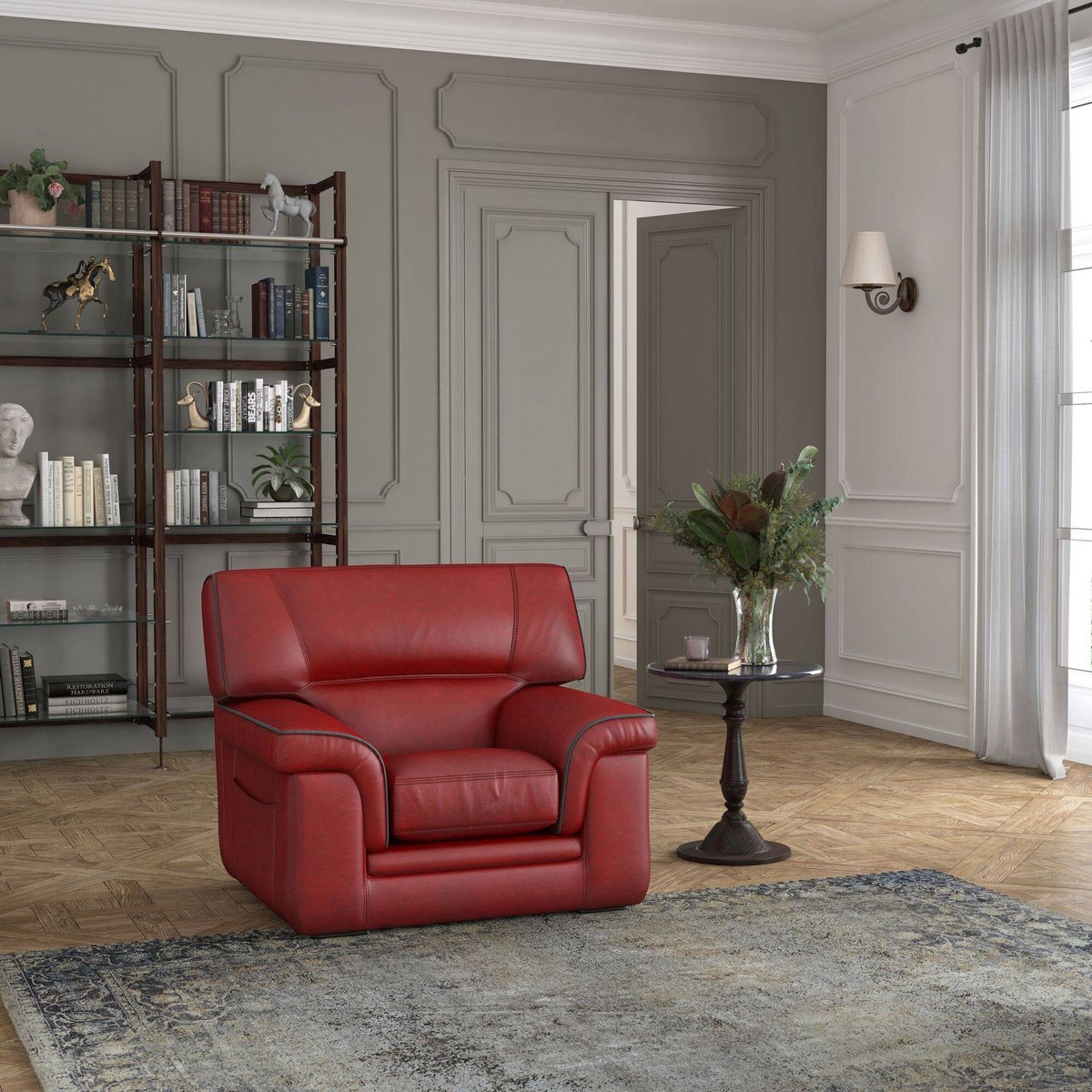Fauteuil cuir - VALENTINA rouge, CAMIF
