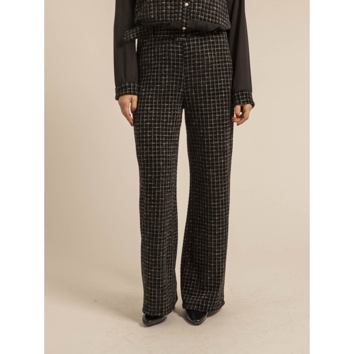 Pantalon Carreaux Essila noir, DONA LISA