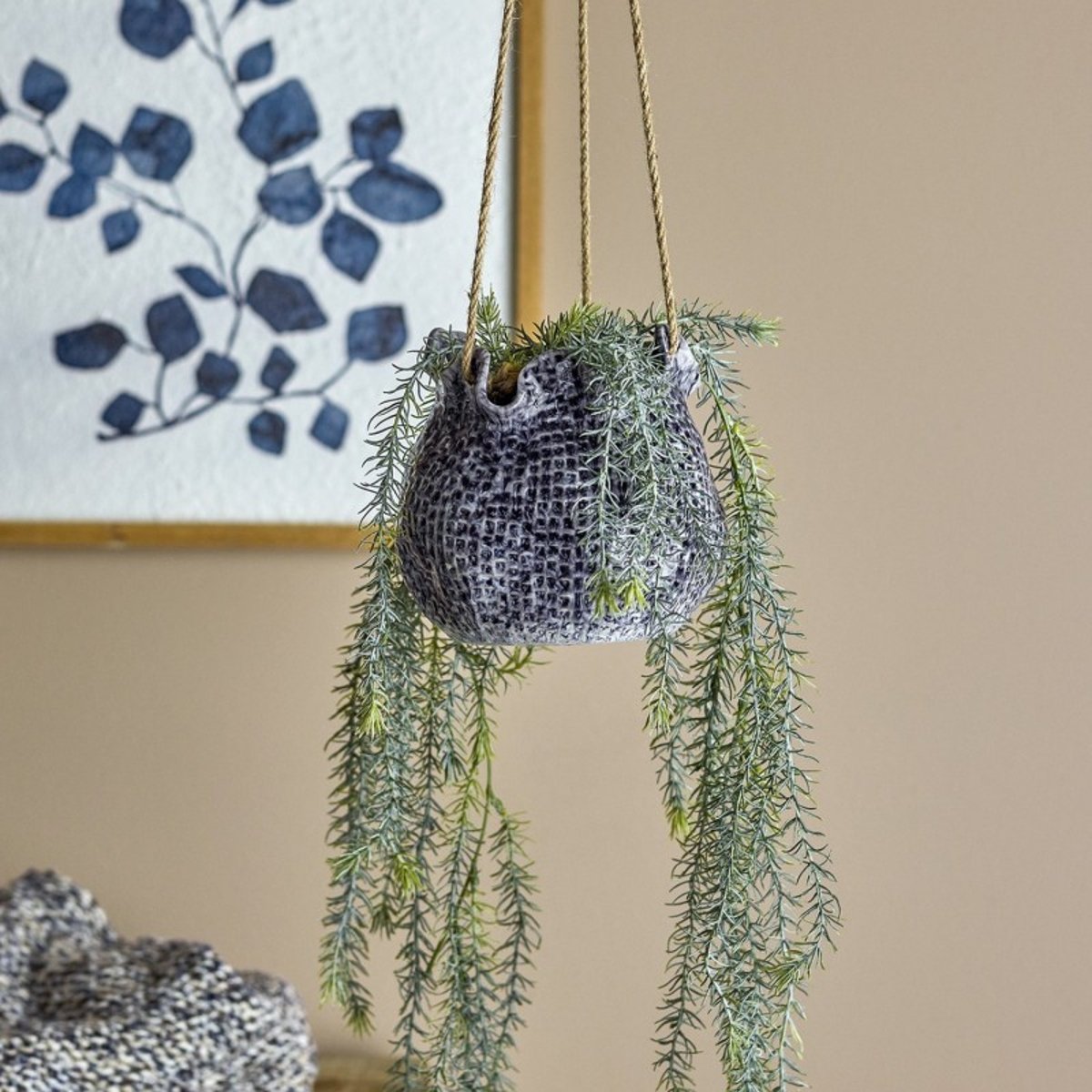Pot de fleur suspendu céramique  Lottie bleu, BLOOMINGVILLE