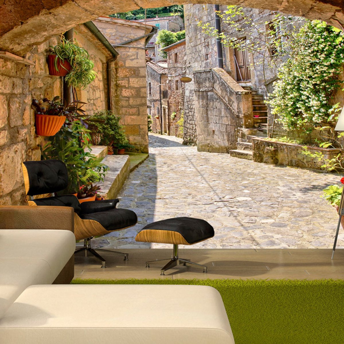 Papier peint intissé panoramique Paysage Provincial alley in Tuscany beige, EDEN