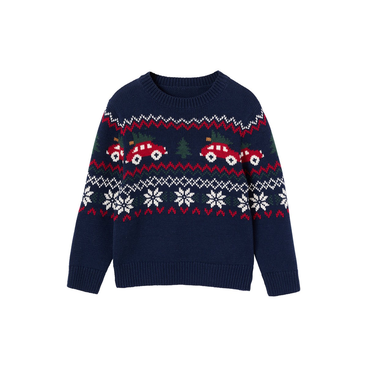 Pull jacquard manches longues marine, VERTBAUDET