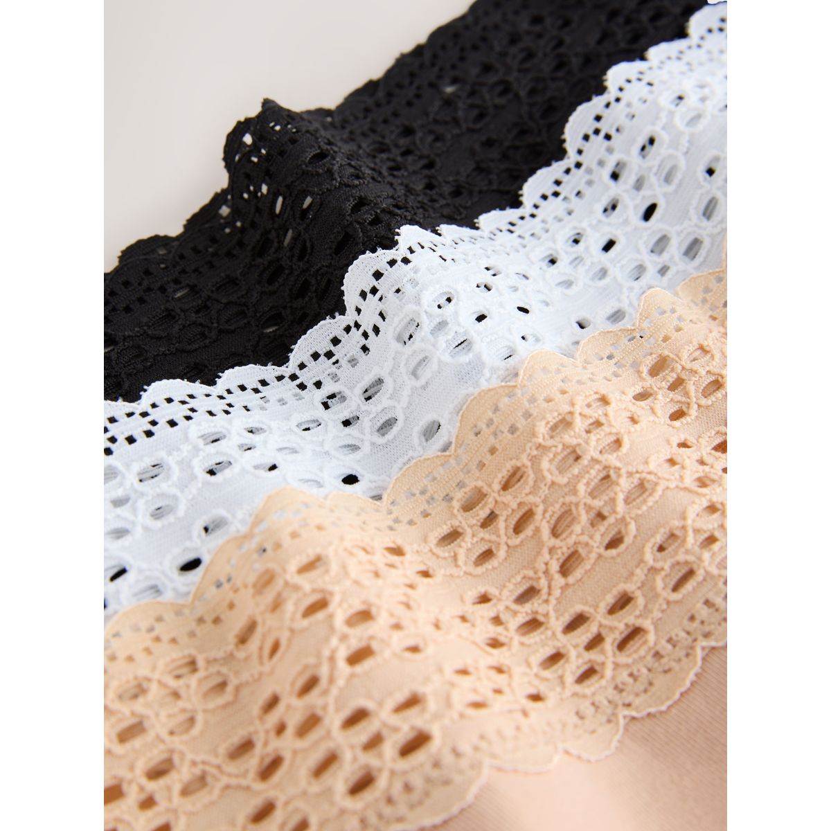 Culotte invisible coton et dentelle, lot de 3 noir/blanc/nuit/praline, NEXT