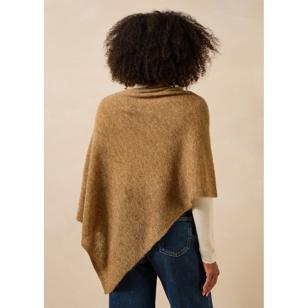 Pull cape en maille irisée chanvre, LA FEE MARABOUTEE