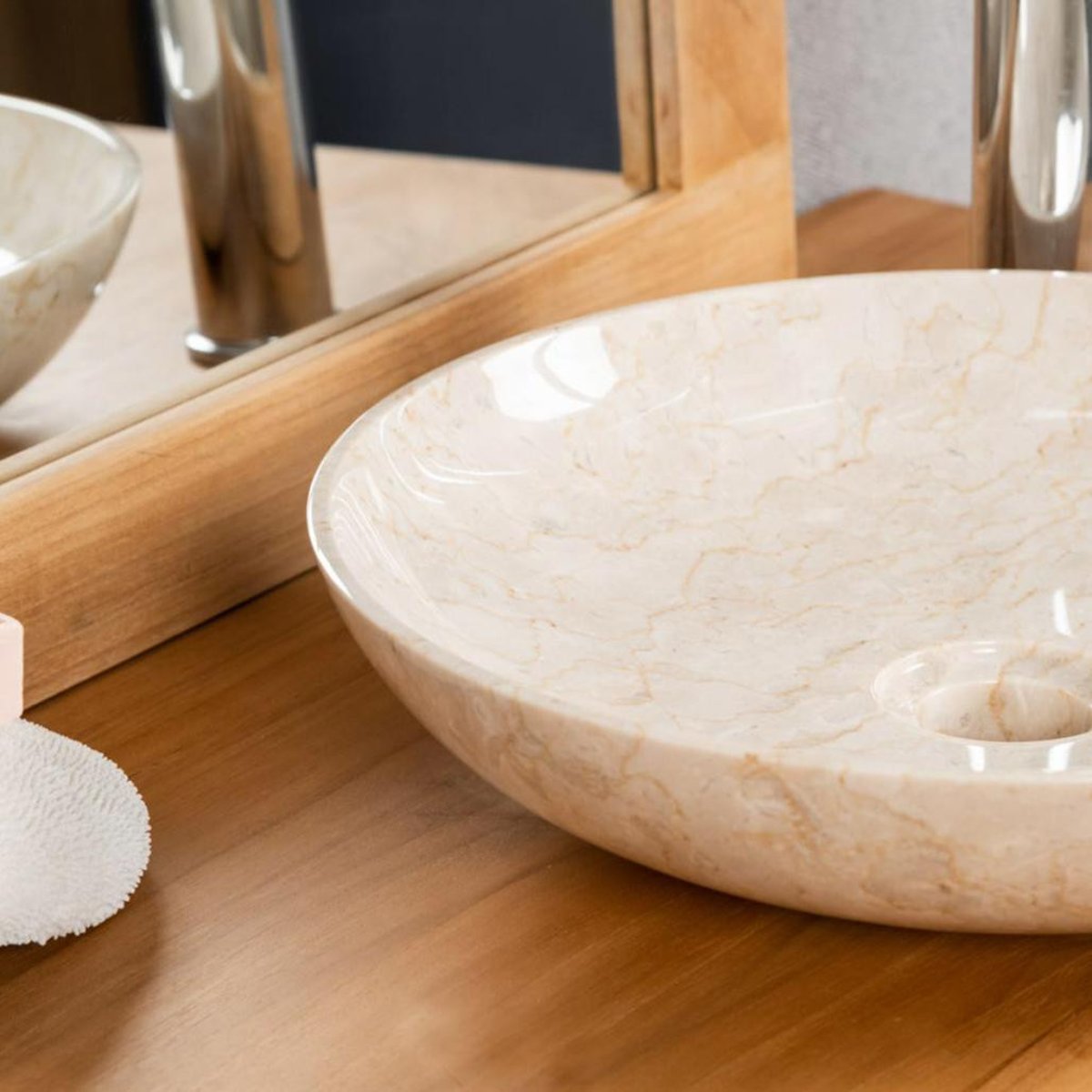 Vasque ronde à poser 35 cm LYSOM crème, WANDA COLLECTION