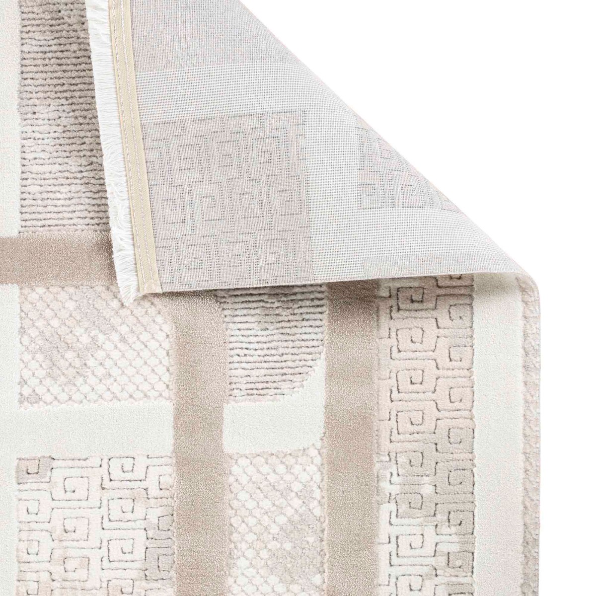 Tapis doux moderne en relief géométrique GEO beige, THE DECO FACTORY