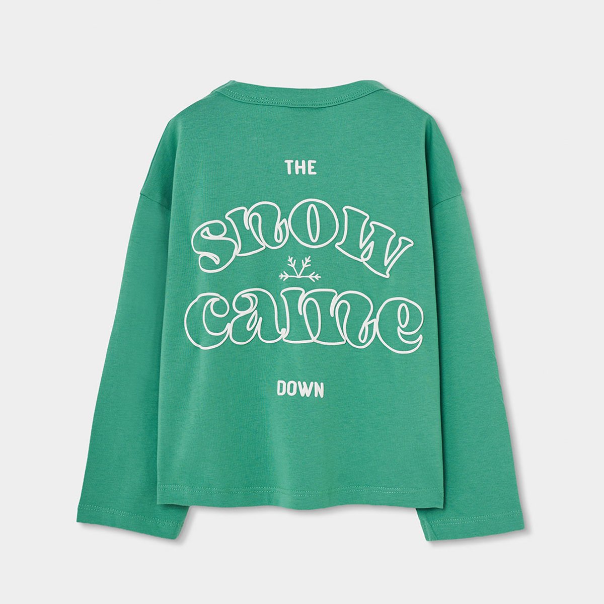 T-shirt fille en maille imprimé flocon de neige vert, BOBOLI