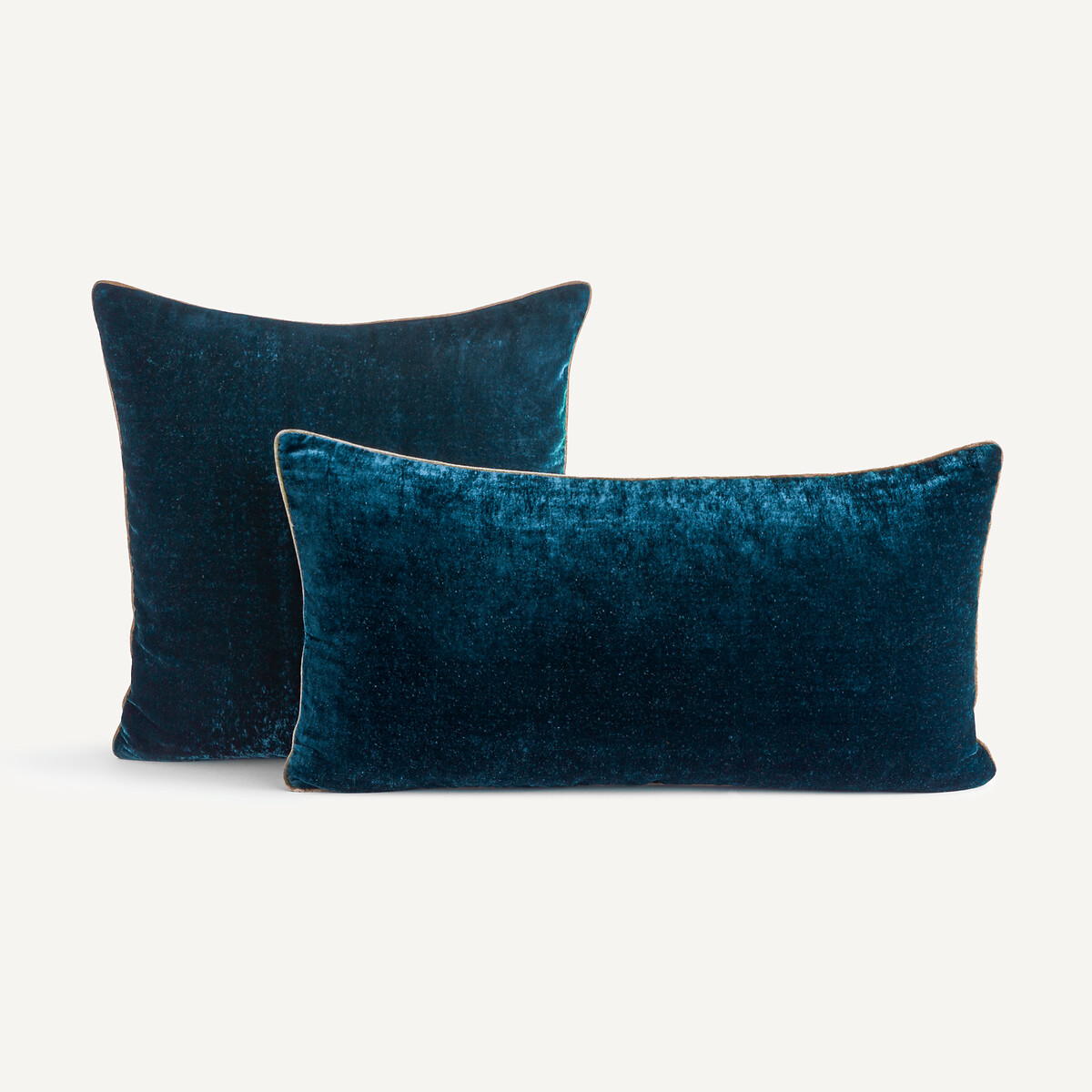 Coussin en panne de velours, Vezina bleu minéral, AM.PM