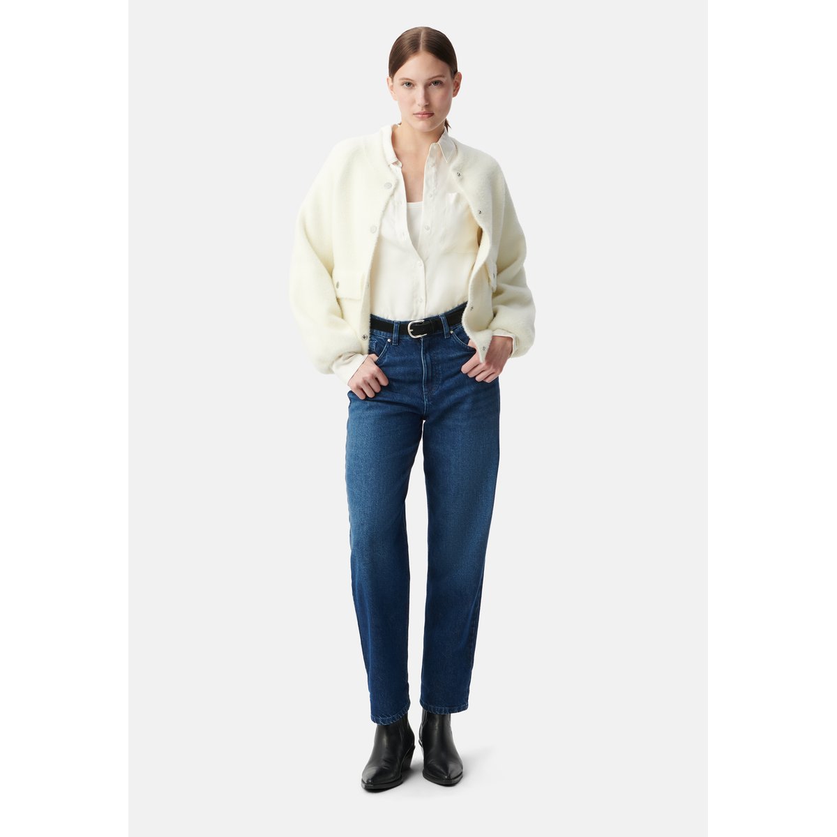 Cardigan tricot duveteux blanc cassé, IKKS
