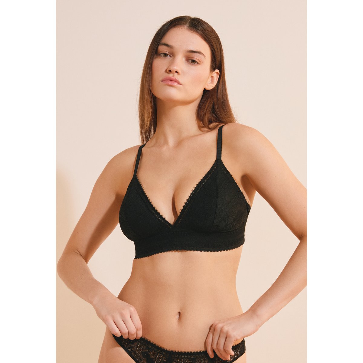 Soutien-gorge N.8 - Le triangle sans armatures en dentelle AURA noir, ETAM