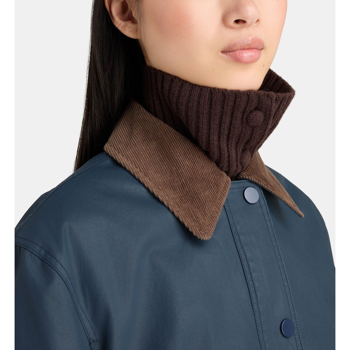 Parka droite courte omeria col velours bleu marine, JODHPUR